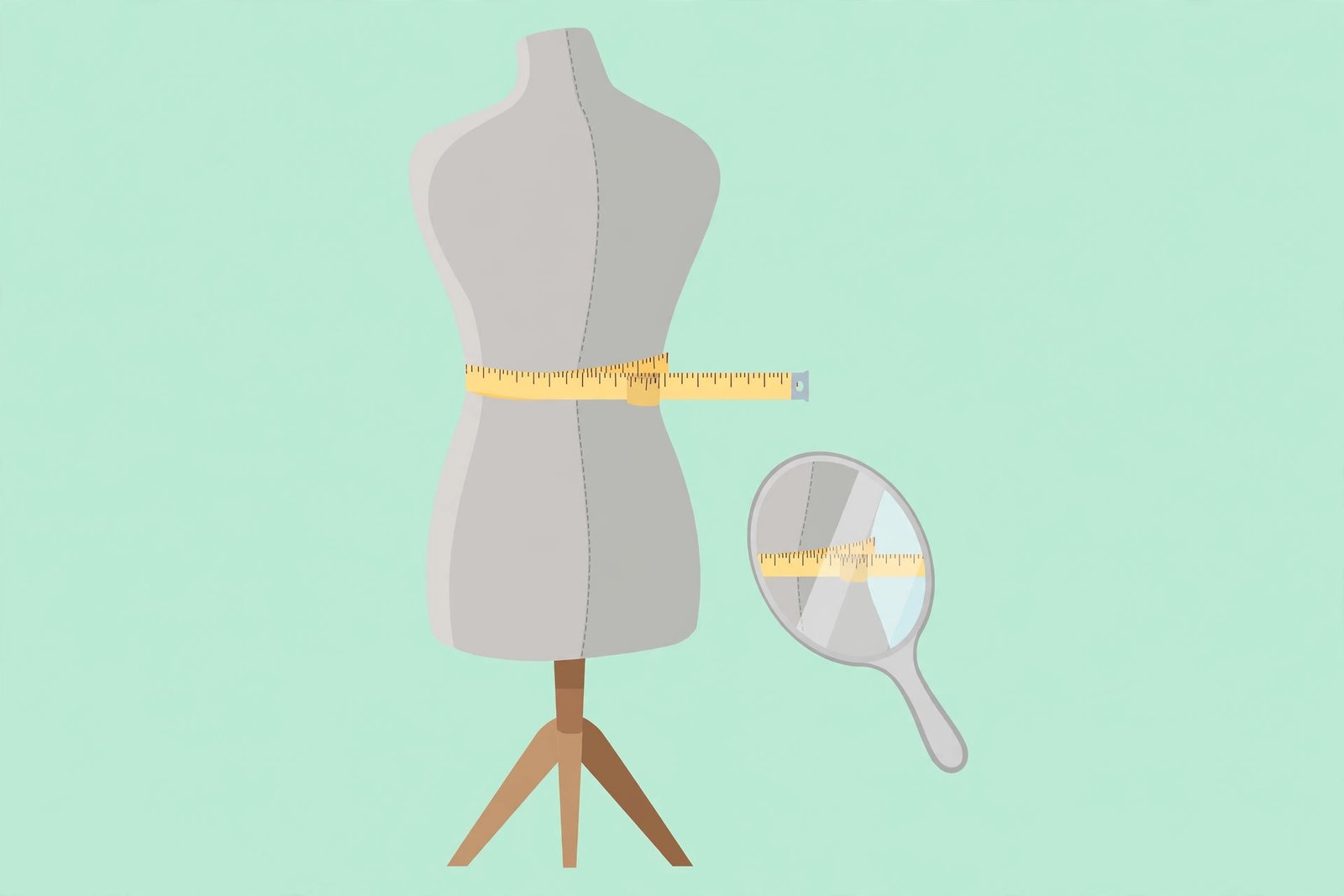 Back view diagram showing the measuring tape must stay level around the back when measuring cup size