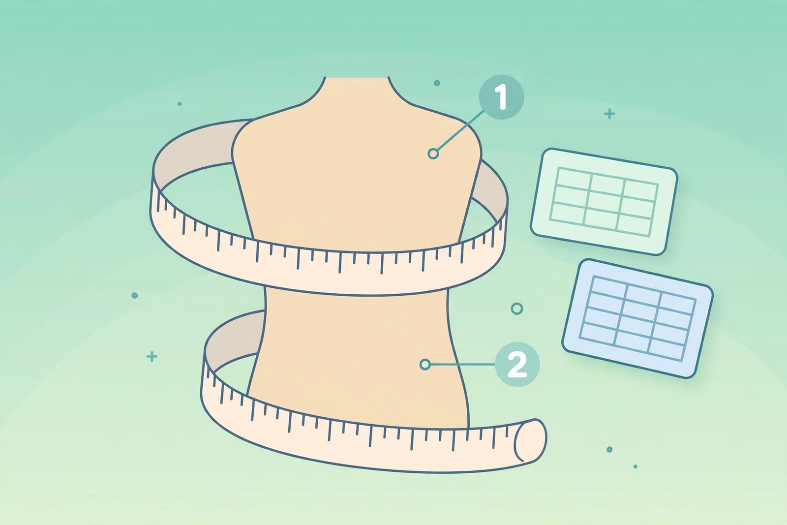 Illustration of taking the two tape measurements needed for the bra size calculator