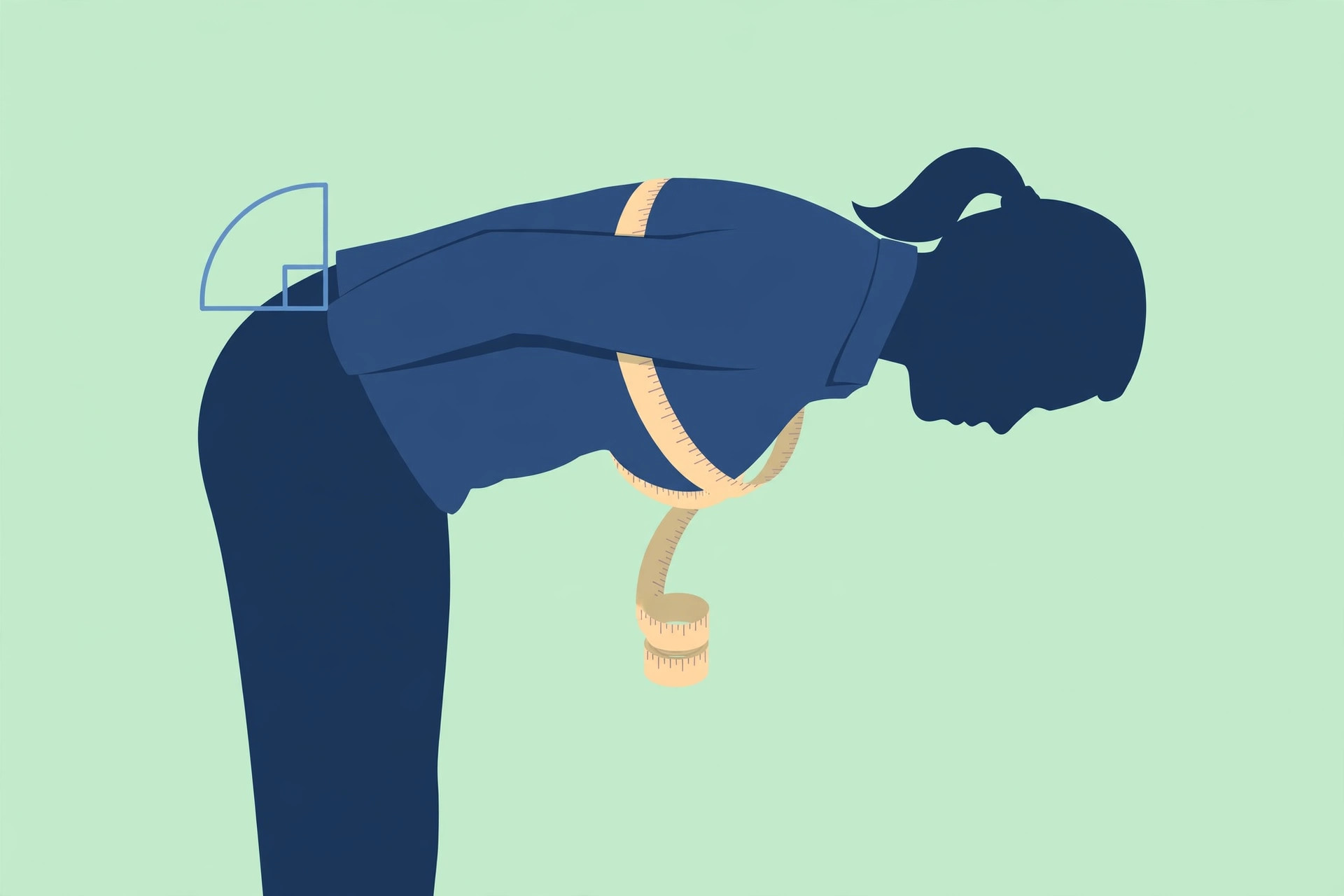 Illustration of the leaning-forward bust measurement for plus-size bra sizing