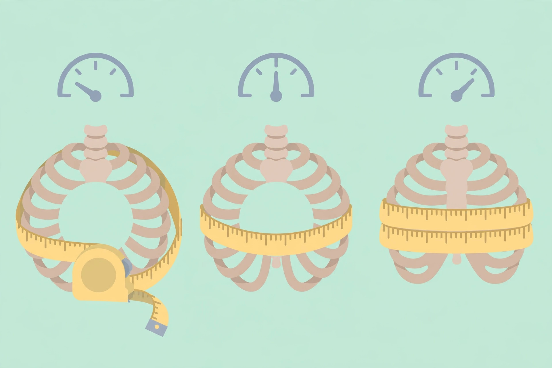 Diagram of loose, snug and tight underbust tape levels for plus-size measuring