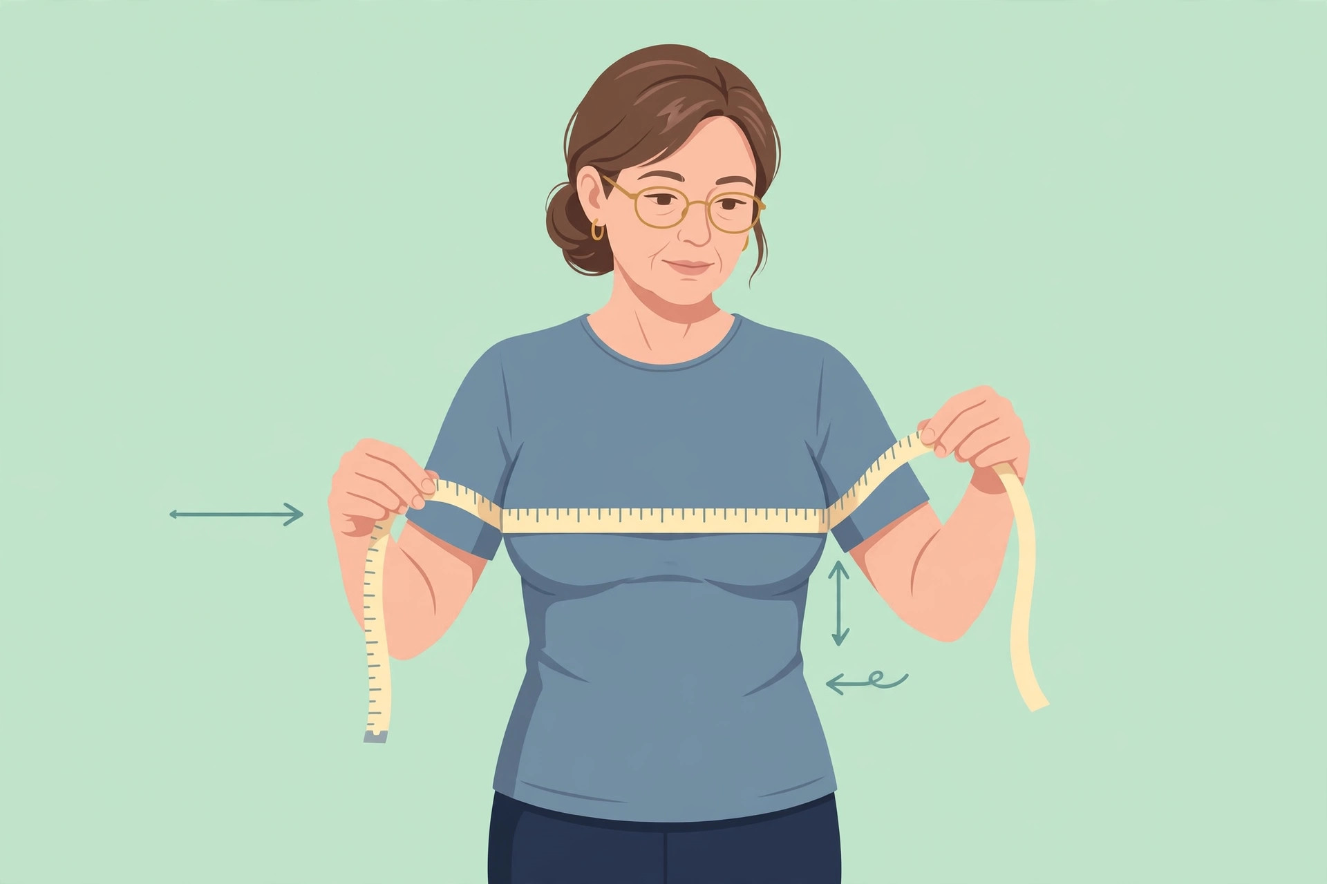 Illustration showing how to measure the fullest bust point for a senior bra size calculation