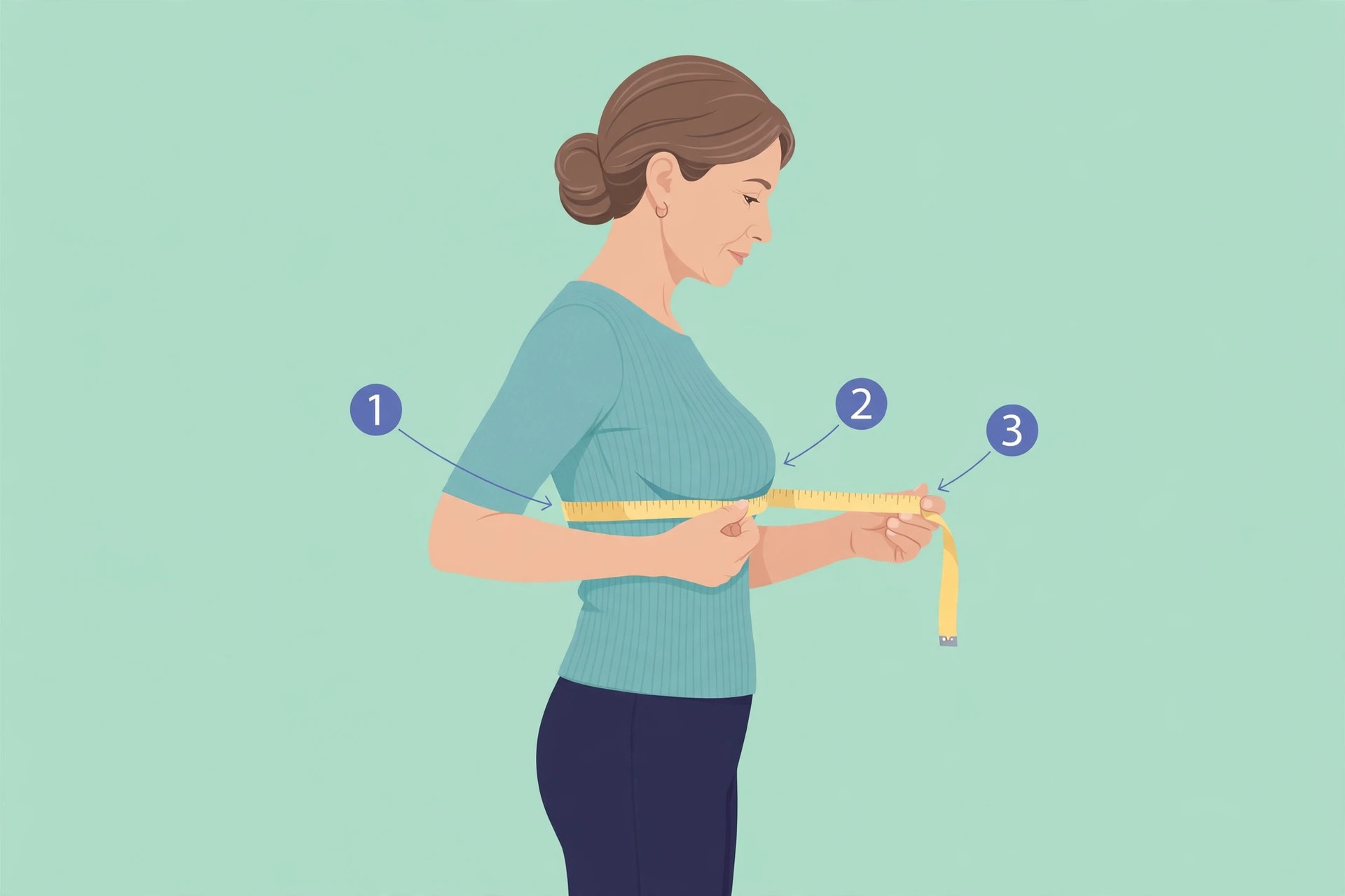 Illustration showing how to measure the snug underbust for a senior bra size calculation